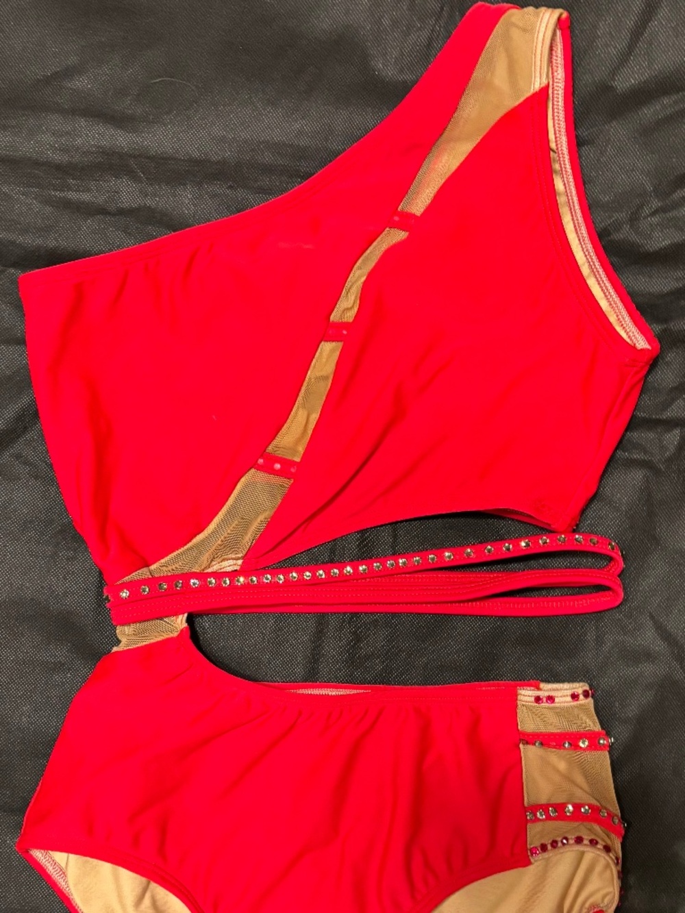 AA Dance Costume Medium Adult Tropic Red with stones added